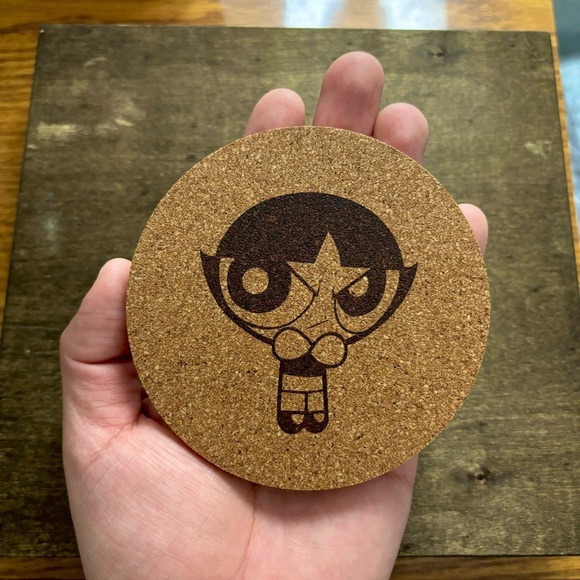 Powerpuff Girls Laser Engraved Cork Coasters Lot of 3 - Picture 7 of 9